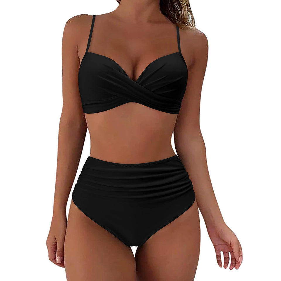 Printed Two-piece Push-up Bikini High Waist Swimsuit