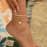 Multi-style Metallic Beaded Foot Ornaments Butterfly Flowers
